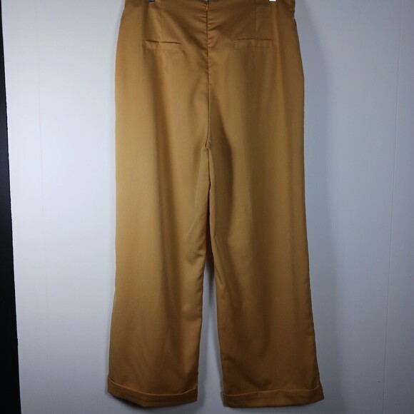 Royal Monk High Waist Cuffed Pants Mustard Yellow Size 2X Wide Leg - Picture 4 of 7